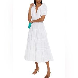 Ulla Johnson Cllaribel Tiered Pintucked Cotton-poplin Midi Dress In White
